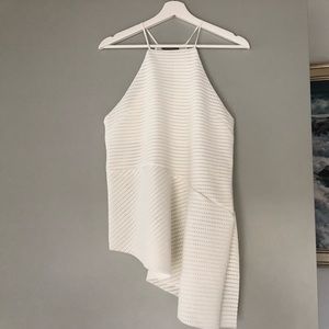 white zara asymmetrical hem tank